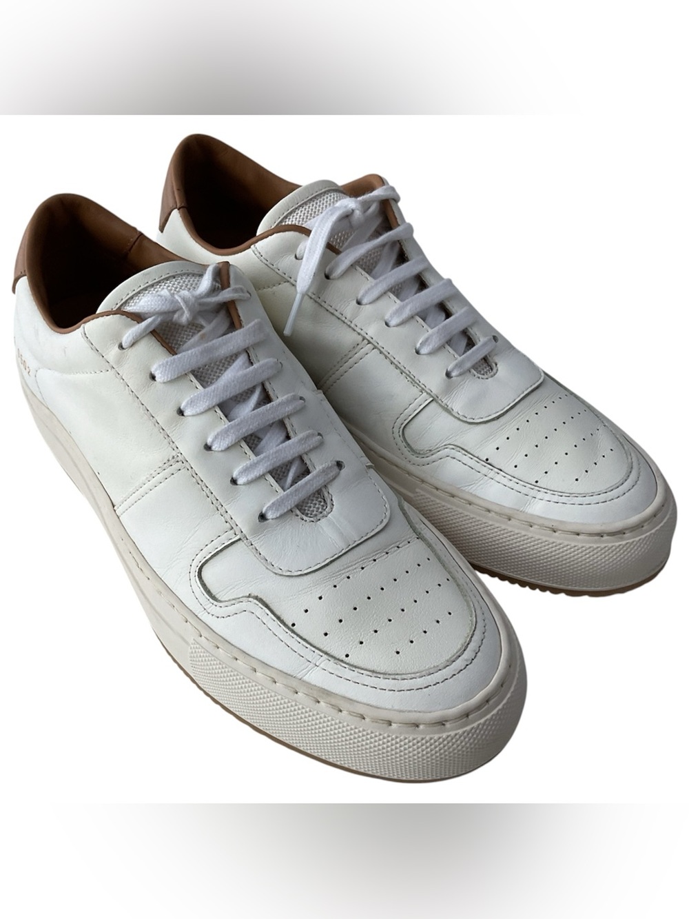 Woman By Common Projects BBall Low White Leather Gum Soles Women’s Size 39 US 9